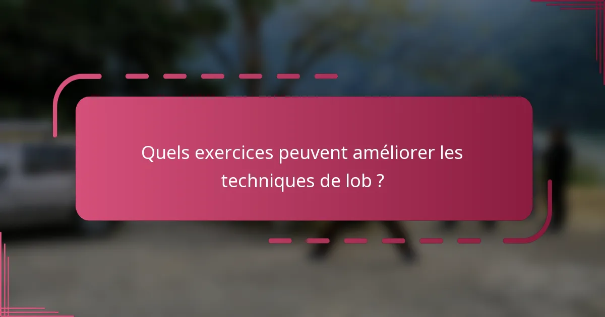 Quels exercices peuvent améliorer les techniques de lob ?